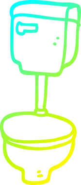 Orijinal soğuk eğimli çizgi film çizimi. Altın bir tuvalet.