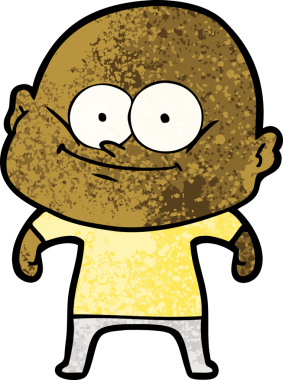 orijinal çizgi film kel adam dik dik bakıyor.