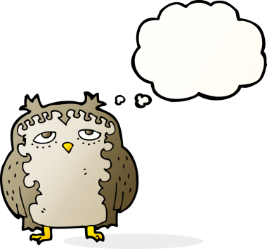 orijinal çizgi film bilge yaşlı baykuş düşünce kabarcığı ile