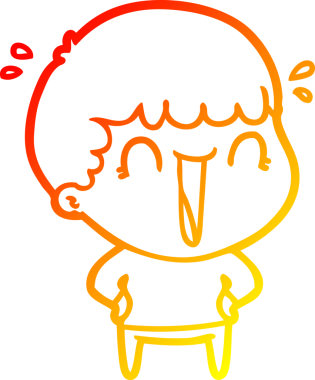 Gülen bir çizgi film karakterinin orjinal sıcak çizgi çizimi.