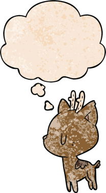 Düşünce baloncuğu ile orijinal çizgi film geyiği grunge doku tarzında