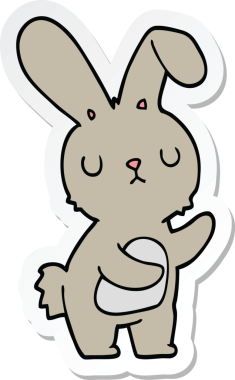 Sevimli bir tavşanın orijinal çıkartması.