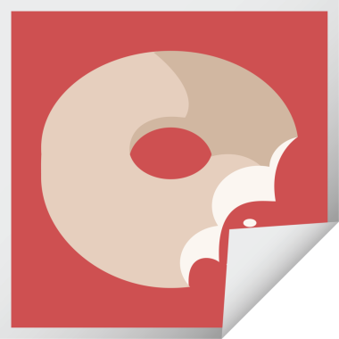 Orijinal ısırılmış çörek grafik resim resimli kare etiketi