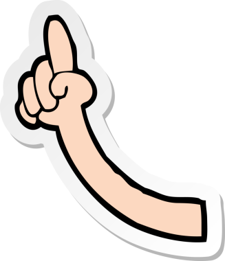 Çizgi filmin işaret eden kolunun orijinal çıkartması