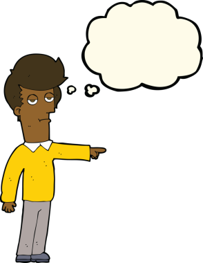 Düşünce baloncuğu olan orijinal çizgi film adamı