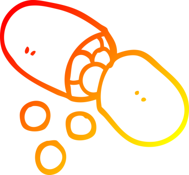 Bir çizgi film kapsülü hapının orijinal sıcak çizgi çizimi