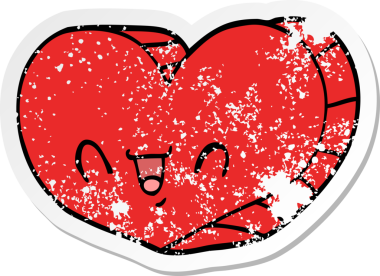 Bir karikatür aşk kalbinin orijinal kederli çıkartması