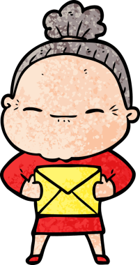 Orijinal barışçıl yaşlı kadın çizgi filmi.