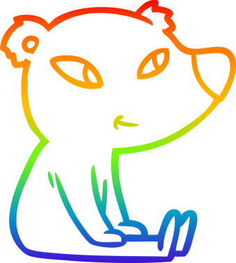 Orijinal gökkuşağı gradyan çizgi çizimi şirin bir ayı oturuyor