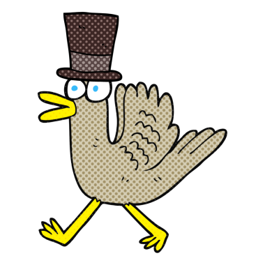 Orijinal çizilmiş silindir şapkalı ördek.