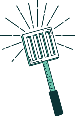 Geleneksel dövme stili mutfak spatulasının orijinal çizimi