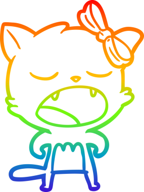 Çizgi film kedisinin miyavlamasının orijinal gökkuşağı gradyan çizimi