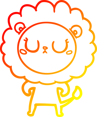 Bir çizgi film aslanının orjinal sıcak çizgi çizimi