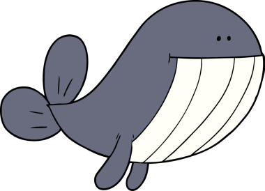 Bir insan tarafından çizilmiş orijinal karikatür balinası.