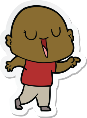 Mutlu ve kel bir adamın orijinal çıkartması.