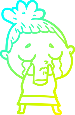 Ağlayan bir çizgi film karakterinin orjinal soğuk gradyan çizimi