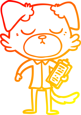 Ofis tişörtü giyen sevimli bir köpeğin orjinal sıcak çizgi çizimi