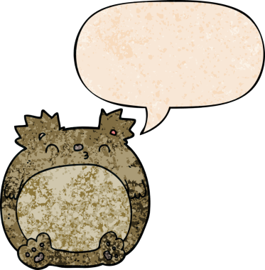 Konuşma baloncuğu ile orijinal çizgi film ayısı retro doku tarzında