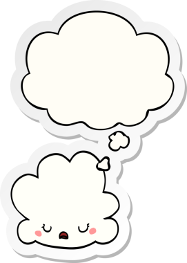 Yazılı çıkartma olarak düşünce baloncuğu olan orijinal şirin çizgi film bulutu