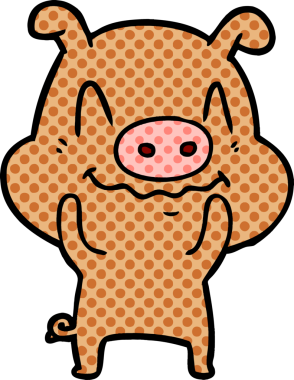 Orijinal sinirli çizgi film domuzu.