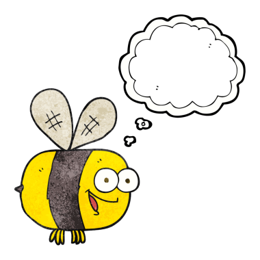 Özgün serbest çizim düşünce balonu desenli çizgi film arısı