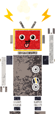 Orijinal illüstrasyon tarzı çılgın bir robotun karikatürü