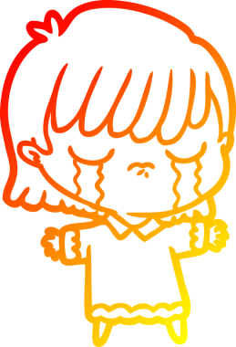 Bir çizgi film kadınının ağlarken çizdiği orjinal sıcak çizgi.