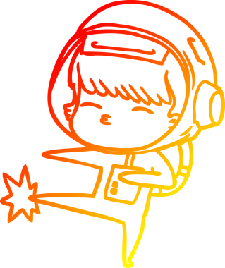 Bir çizgi film meraklısı astronotun orjinal sıcak çizgi çizimi