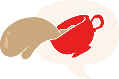 Eski tarz konuşma baloncuklu orijinal kahve fincanı.