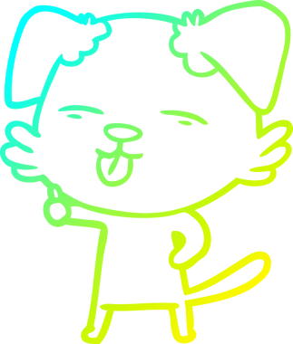 Dilini dışarı çıkaran çizgi film köpeğinin orjinal soğuk eğim çizgisi.