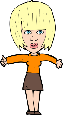 Orijinal çizgi film, rahatsız kadın.