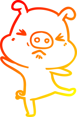 Kızgın bir domuzun çizgi film çizimi.