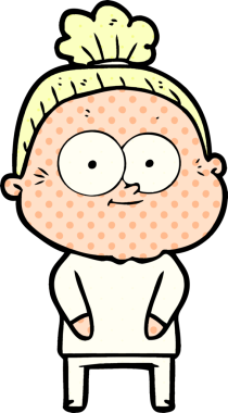 Orijinal çizgi film mutlu yaşlı kadın