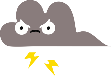 Bir fırtına bulutunun orijinal düz renk retro karikatürü