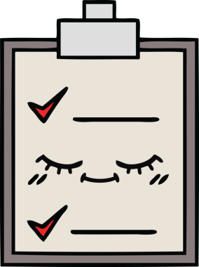 Bir kontrol listesinin orijinal şirin karikatürü