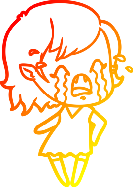 Ağlayan vampir bir kızın orjinal sıcak çizgi çizimi