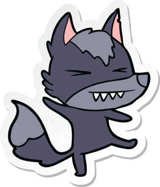 Kızgın bir kurt çizgi filminin orijinal çıkartması.