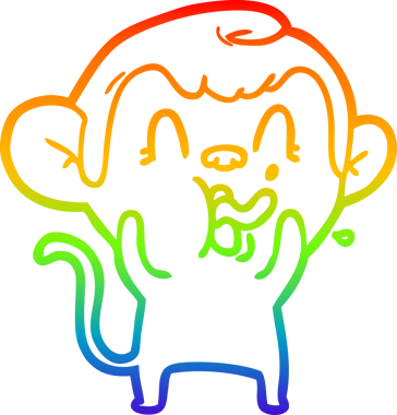 Orijinal gökkuşağı gradyan çizgi çizimi çılgın bir çizgi maymun