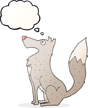 Orjinal serbest çizim düşünce balonu çizgi film kurdu.