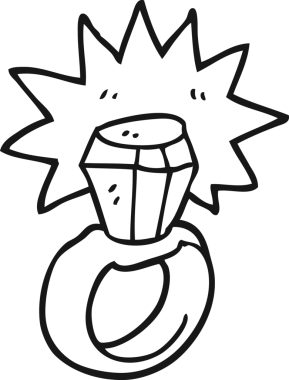 Orijinal siyah beyaz karikatür elmas yüzük