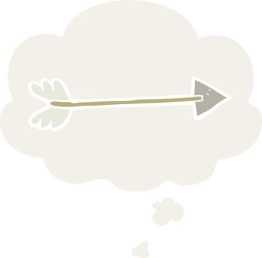 Düşünce baloncuklu orijinal çizgi film oku