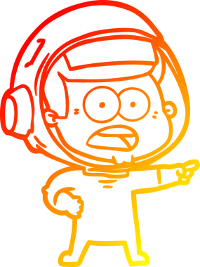 Orijinal sıcak çizgi çizimi bir karikatür sürpriz astronot