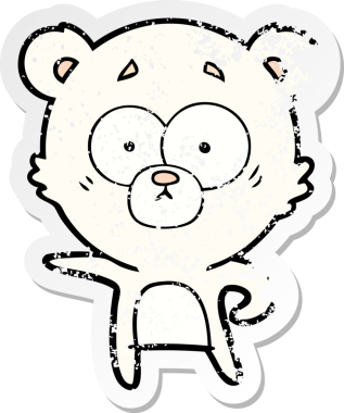 Şaşırmış bir kutup ayısı çizgi filminin orijinal kederli çıkartması.