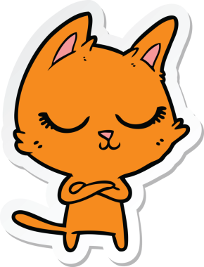 Sakin bir çizgi film kedisinin orijinal çıkartması.