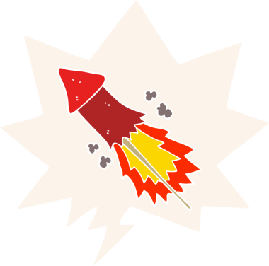 Konuşma baloncuklu orijinal havai fişek karikatürü