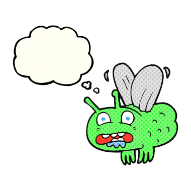 Orjinal serbest çizim düşünce balonu karikatür sineği