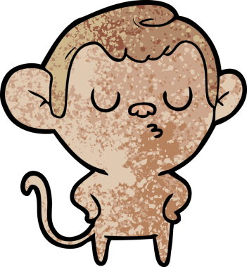 Bir insan tarafından çizilmiş orijinal çizgi film maymunu