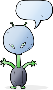 Konuşma baloncuğu olan orijinal uzay yaratığı.