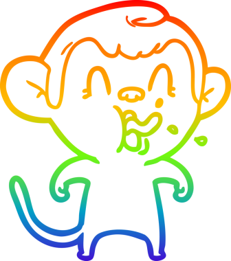 Orijinal gökkuşağı gradyan çizgi çizimi çılgın bir çizgi maymun