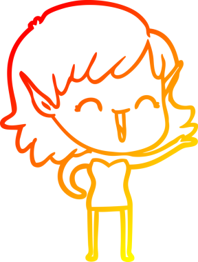 Orijinal, sıcak, çizgi film karakteri elf kızı çizimi.